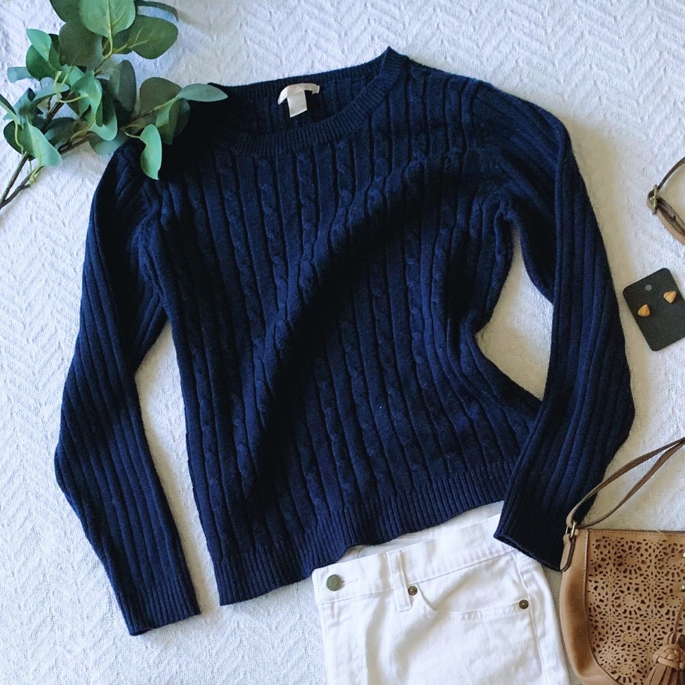 Navy Blue Cable Sweater